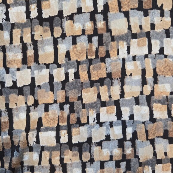 Susan Graver Liquid Knit Shirt Top Size 3XL Geometric Brown Bell Sleeve Stretch - Picture 5 of 8